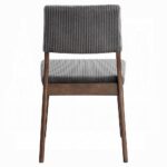 Seda Gray Corduroy Side Chair in Walnut Finish Set of 2 By ACME - Image 3