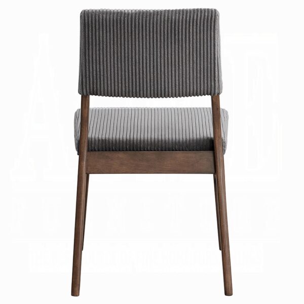 Seda Gray Corduroy Side Chair in Walnut Finish Set of 2 By ACME - Image 3