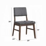 Seda Gray Corduroy Side Chair in Walnut Finish Set of 2 By ACME - Image 4