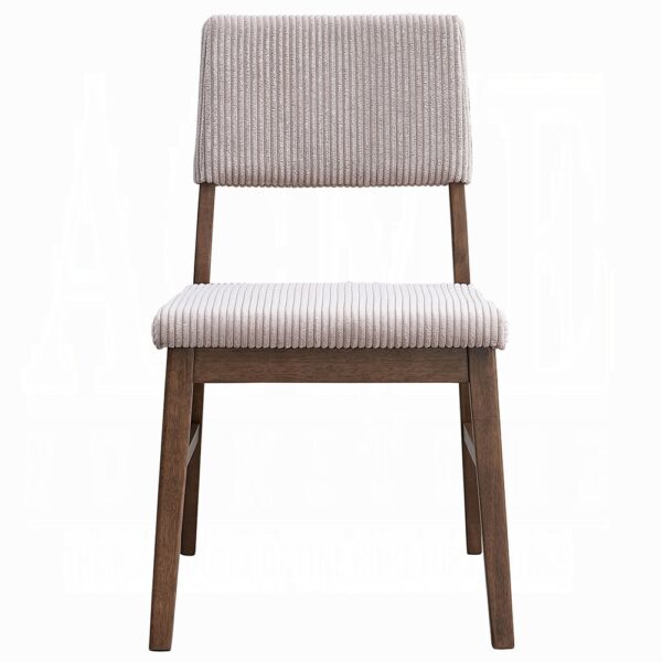 Seda Dusty Mauve Corduroy Side Chair in Walnut Finish Set of 2 By ACME - Image 2