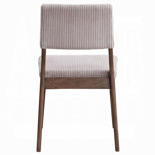 Seda Dusty Mauve Corduroy Side Chair in Walnut Finish Set of 2 By ACME - Image 3