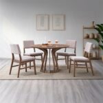 Seda Dusty Mauve Corduroy Side Chair in Walnut Finish Set of 2 By ACME - Image 5