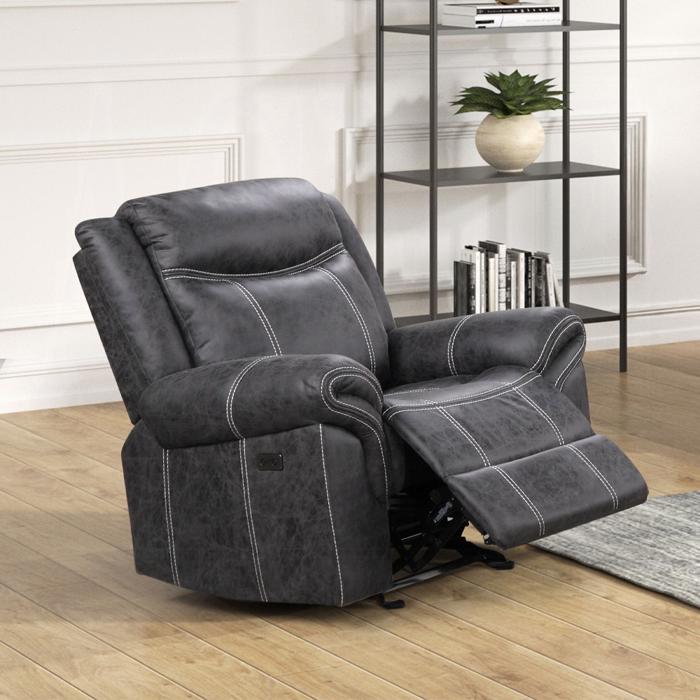 Zubaida Gray Power Motion Glider Recliner Lv04672 By Acme | Mobilia Cleopatra 3 Zubaida Gray Power Motion Glider Recliner