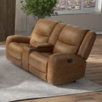 Leolinus Brown Manual Recliner Loveseat w/ Console CM9989BR-LV-M By Furniture Of America