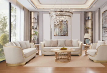 Beige Fabric Sofa Set HD-7006
