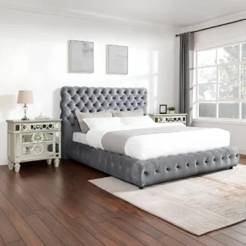 B5114-Q/EK Tufted Grey Modern Beds by McFerran |