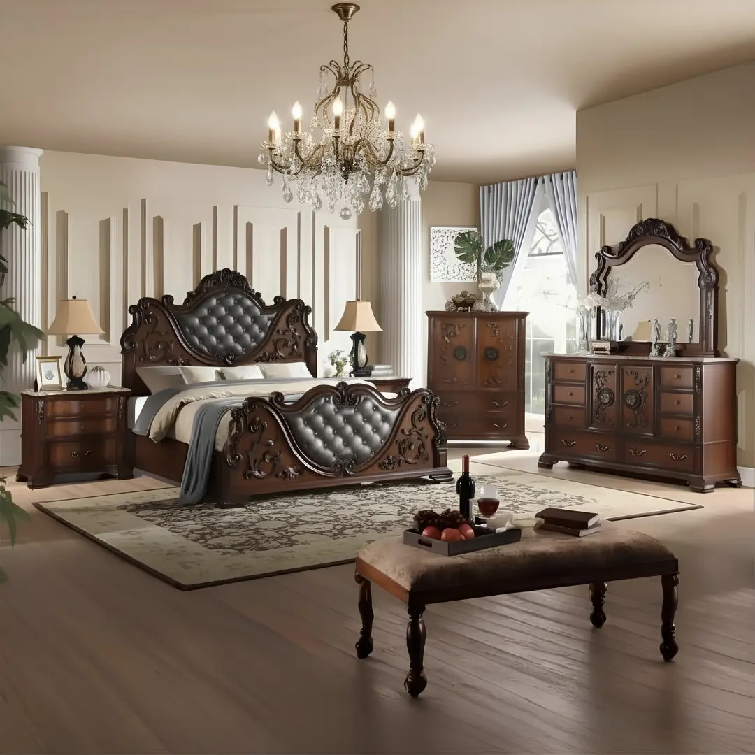B9000-D Classic Dark Brown Wooden Dresser By Mcferran | Mobilia Cleopatra 3 B9000-D Classic Dark Brown Wooden Dresser by McFerran - Image 1