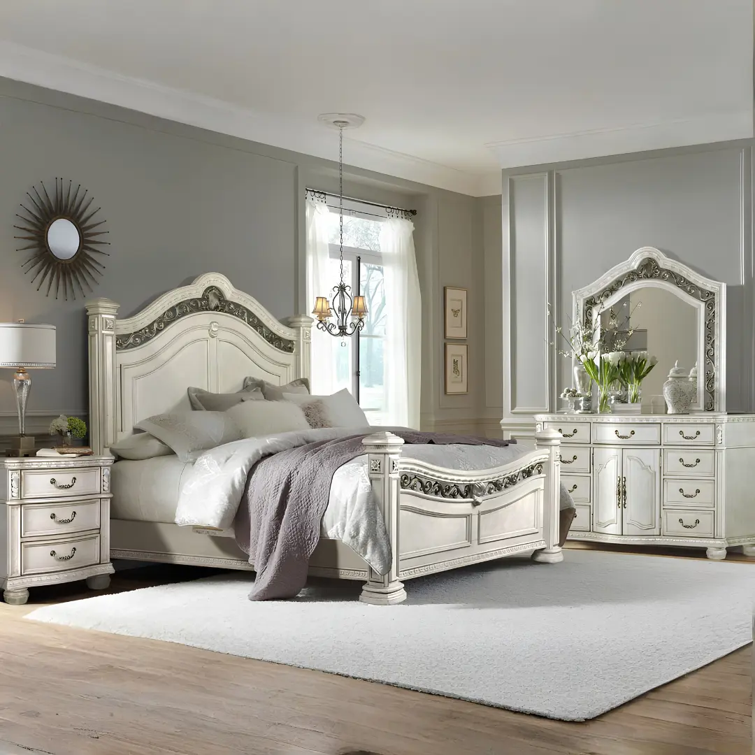 B162-C Antique White Finish Chest By Mcferran | Mobilia Cleopatra 3 B162-C Antique White Finish Chest By McFerran - Image 1