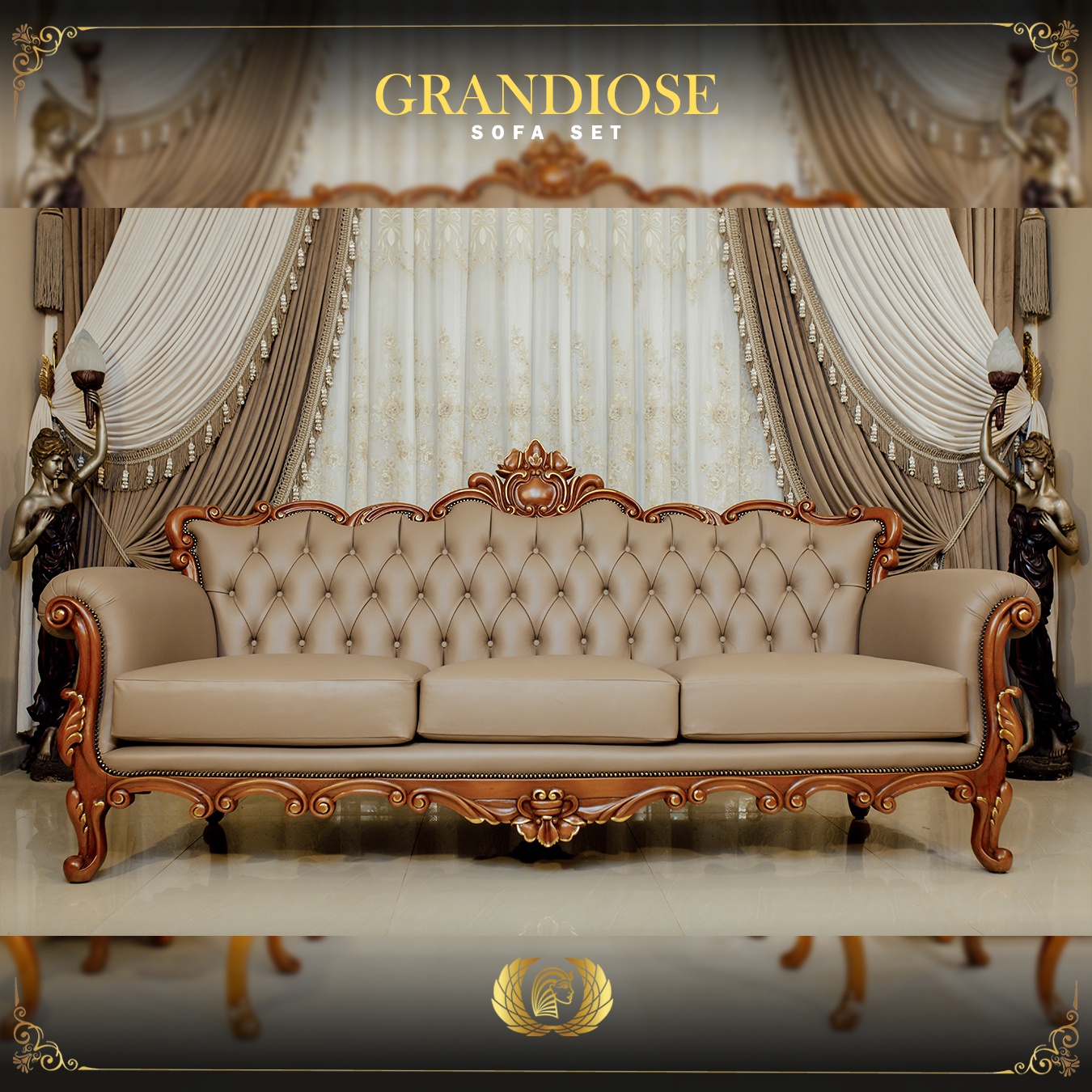 Handmade Grandiose Real Leather Brown Sofa | Mobilia Cleopatra 3 grandiose-sofa-1.