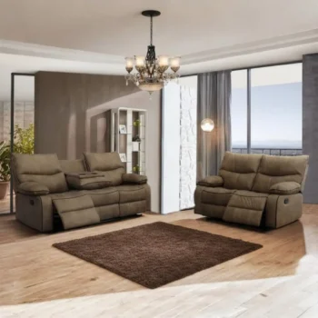 SF-1008 2PC Textured Brown Fabric 2PC Set S+L By McFerran |