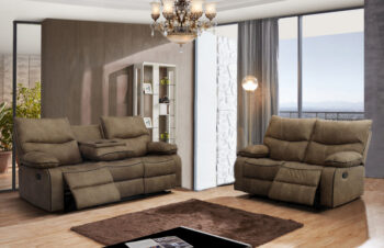 SF-1008 2PC Textured Brown Fabric 2PC Set S+L By McFerran