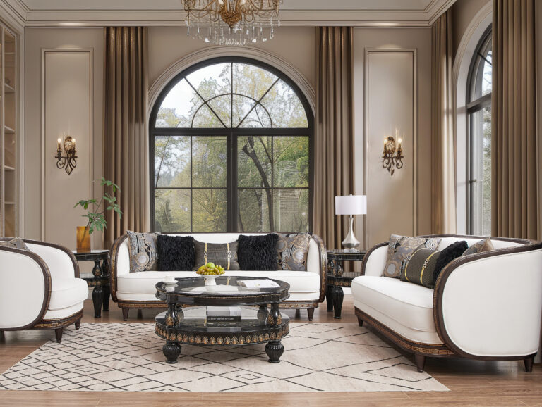 Victorian Living Room Sofa Set Hd-9043 By Homey Design | Mobilia Cleopatra 3 Living Room Sofa Set HD-9043