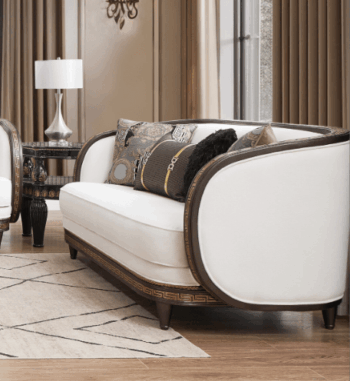 White Fabric Loveseat HD-9049