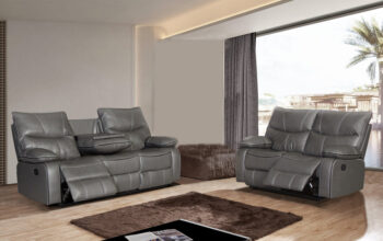 SF-1012 2PC Modern Grey Leather 2PC Set S+L By McFerran