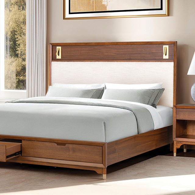 Hepburne Brown Bed Fm74000Wn-St By Furniture Of America | Mobilia Cleopatra 3 Hepburne Brown Bed FM74000WN-ST By Furniture Of America - Image 1