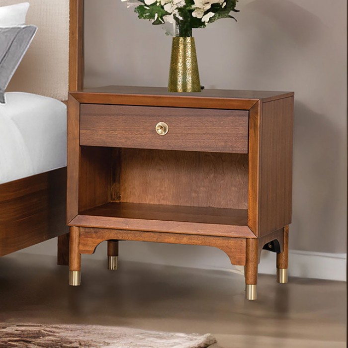 Hepburne Brown Nightstand Fm74000Wn-N By Furniture Of America | Mobilia Cleopatra 3 Hepburne Brown Nightstand FM74000WN-N By Furniture Of America - Image 1