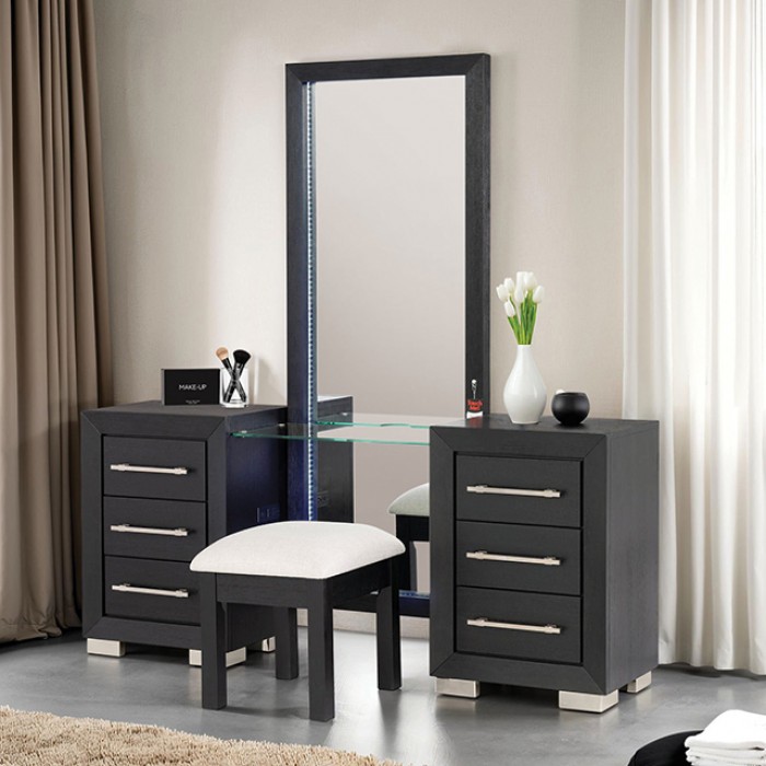 Ashbourne Black Vanity Set Fm7415Bk-V-Set By Furniture Of America | Mobilia Cleopatra 3 Ashbourne Black Vanity Set FM7415BK-V-SET By Furniture Of America - Image 1