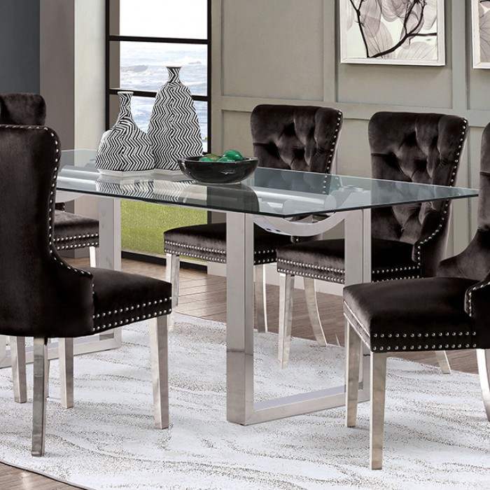 Silvestri Chrome Dining Table Fm37000Sv-T-Table By Furniture Of America | Mobilia Cleopatra 3 Silvestri Chrome Dining Table FM37000SV-T-TABLE By Furniture Of America - Image 1