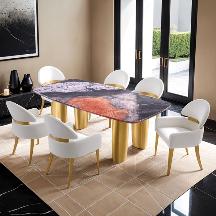 Northolt Black/Gray/Matte Gold Dining Table Fm37004Gy-T-Table By Furniture Of America | Mobilia Cleopatra 3 Northolt Black/Gray/Matte Gold Dining Table FM37004GY-T-TABLE By Furniture Of America - Image 1