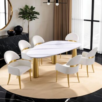 Northam White/Matte Gold Dining Table TABLE By Furniture Of America