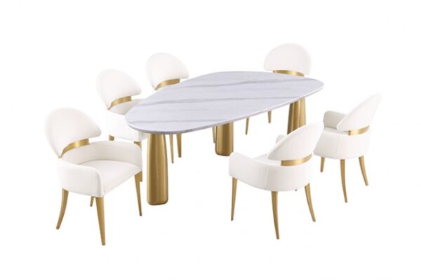 Northam White/Matte Gold Dining Table TABLE By Furniture Of America - Image 4