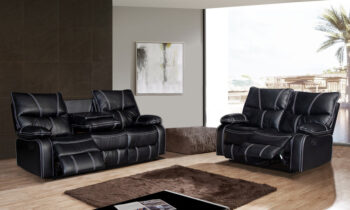 SF-1010 2PC Modern Black Leather 2PC Set S+L By McFerran