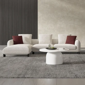 Mardi Sectional Sofa with 3 Pillows in Beige Tweed By ACME