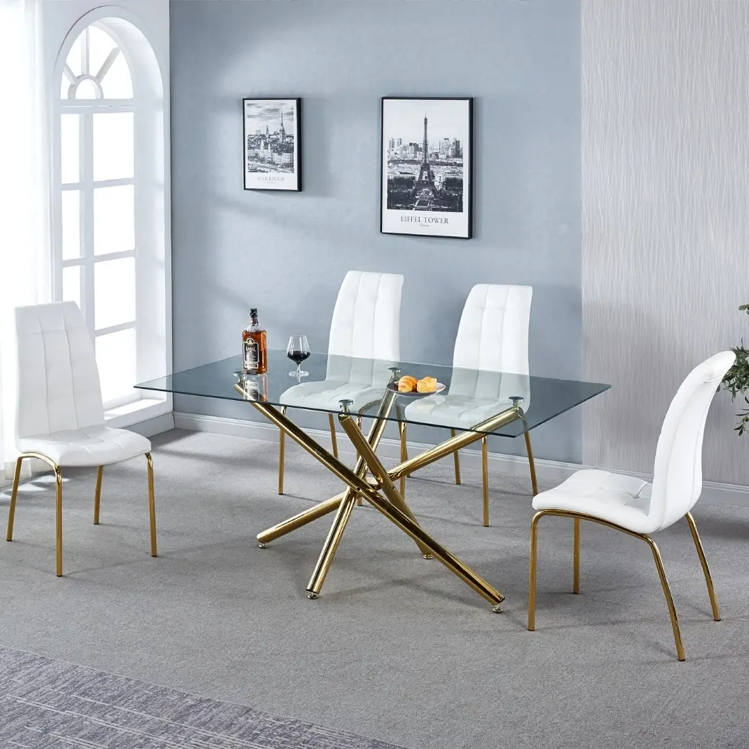 Dt5015 Modern Glass Top Dining Table By Artisan Furniture | Mobilia Cleopatra 3 DT5015 Modern Glass Top Dining Table by Artisan Furniture - Image 1