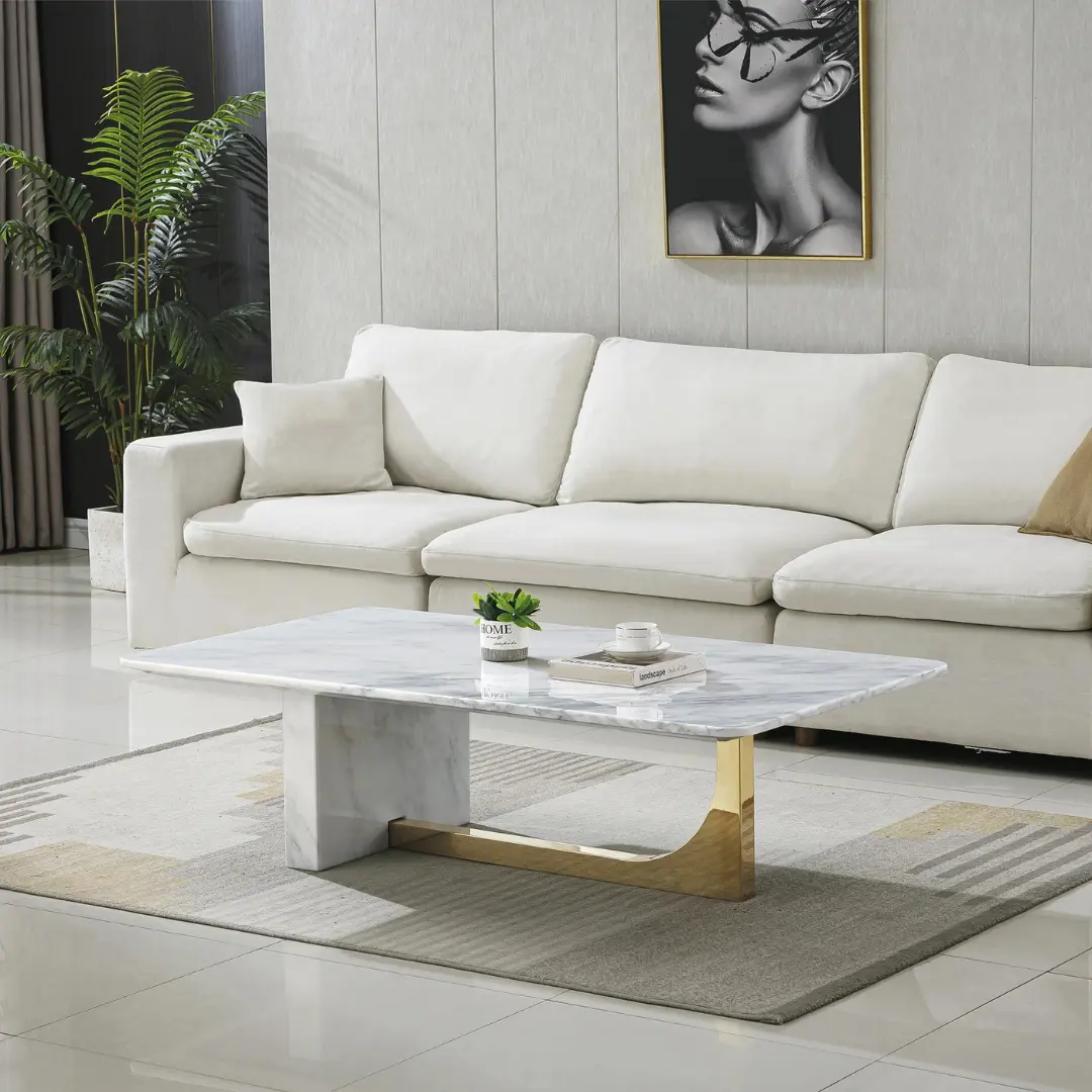 Ct303 White Marble Coffee Table By Artisan Furniture | Mobilia Cleopatra 3 CT303 White Marble Coffee Table by Artisan Furniture - Image 1