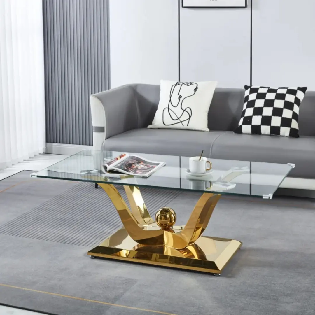 Ct033 Rectangular Glass Table Top Coffee Table By Artisan Furniture | Mobilia Cleopatra 3 CT033 Rectangular Glass Table Top Coffee Table By Artisan Furniture - Image 1