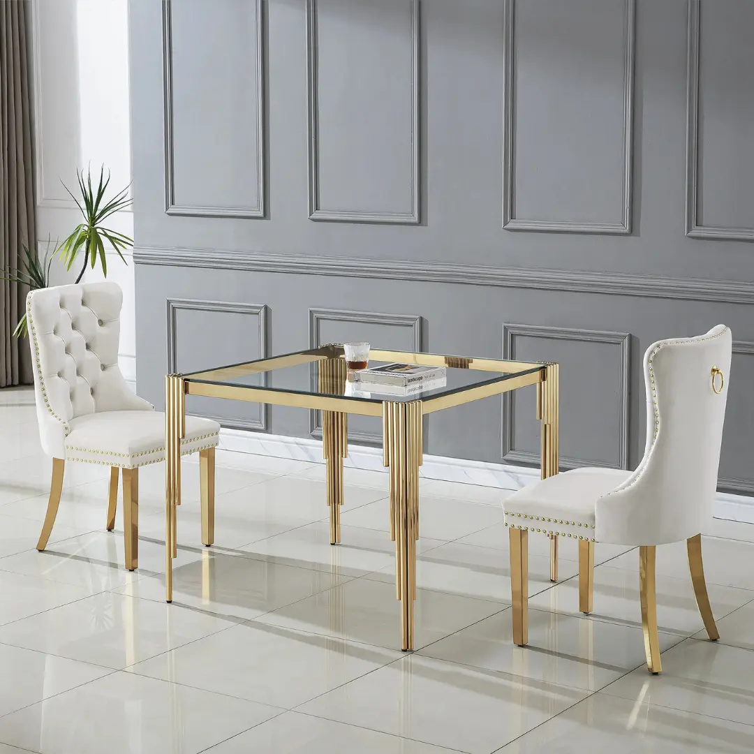 Dt0312 Square Tempered Glass Dining Table By Artisan Furniture | Mobilia Cleopatra 3 DT0312 Square Tempered Glass Dining Table By Artisan Furniture - Image 1