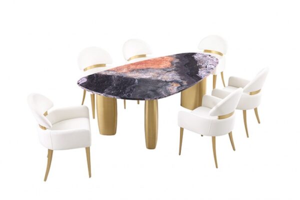 Northwich Black/Gray/Matte Gold Dining Table FM37006GY-T-TABLE By Furniture Of America - Image 4