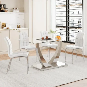 DT035 Glass Top Dining Room Table By Artisan Furniture
