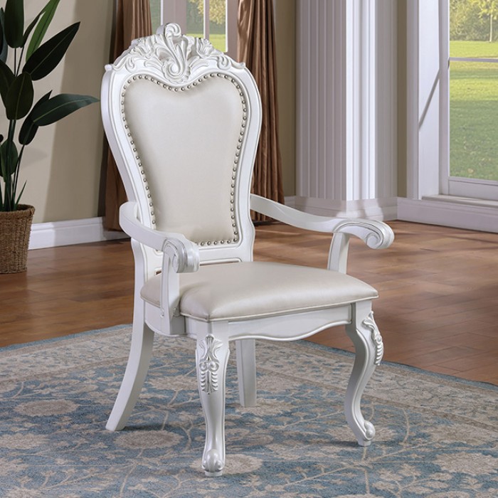 Manzanita White Arm Chair Set Of 2 By Furniture Of America | Mobilia Cleopatra 3 Manzanita White Arm Chair Set of 2 By Furniture Of America - Image 1