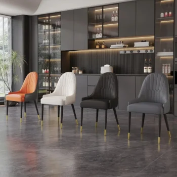 DCK80 Two Leather Dining Chairs With Metal Legs by Artisan Furniture