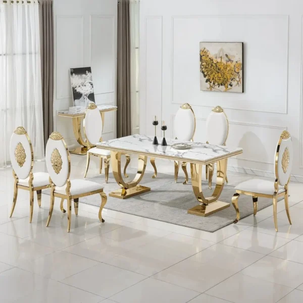 DT317 White Marble Top Dining Room Table by Artisan Furniture - Image 10
