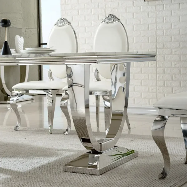 DT317 White Marble Top Dining Room Table by Artisan Furniture - Image 6