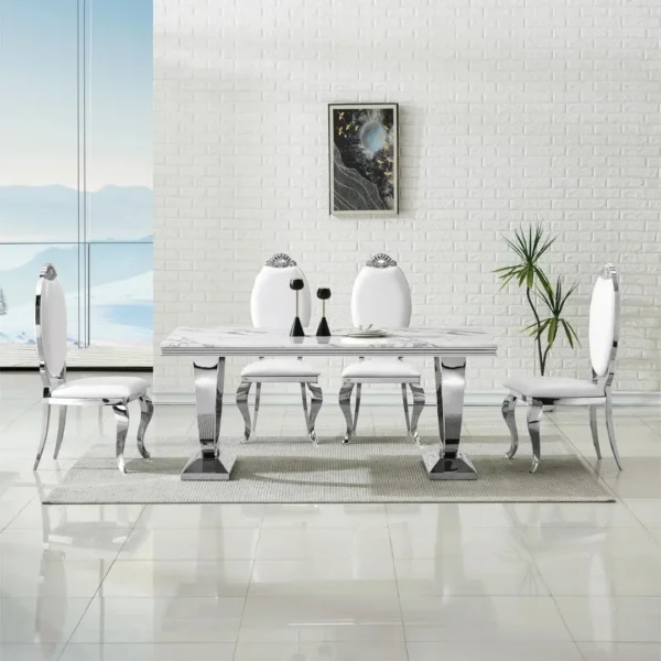 DT317 White Marble Top Dining Room Table by Artisan Furniture - Image 2