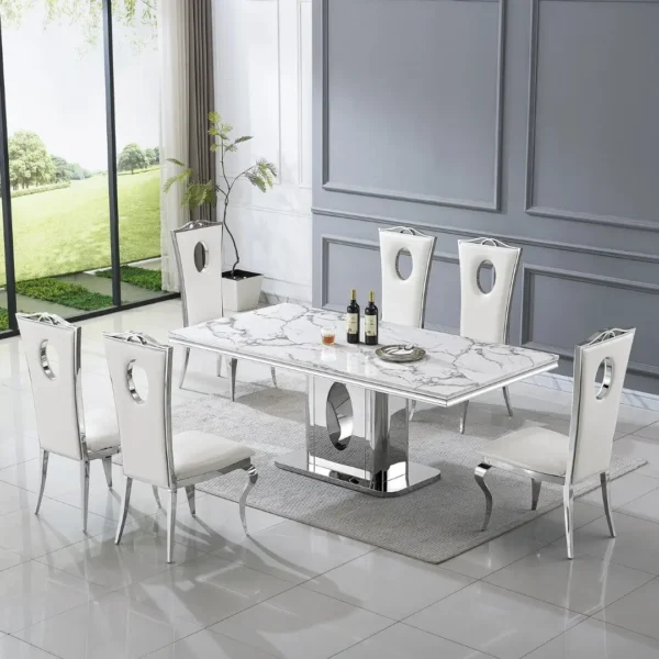 DT318 White Marble Dining Room Table by Artisan Furniture - Image 2