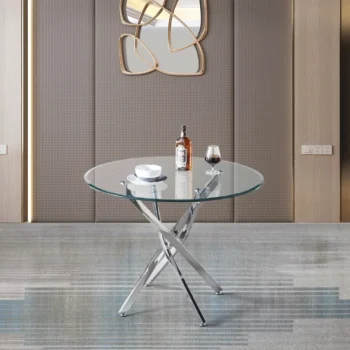 DT666 Round Tempered Glass Dining Table By Artisan Furniture