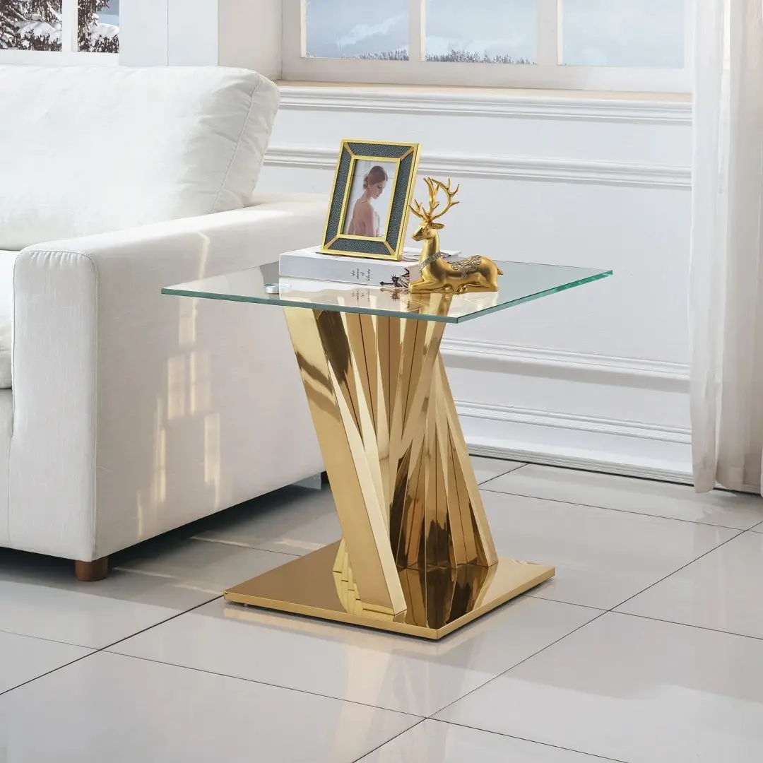 Et031 Glass Pedestal Table Top End Table By Artisan Furniture | Mobilia Cleopatra 3 ET031 Glass Pedestal Table Top End Table by Artisan Furniture - Image 1