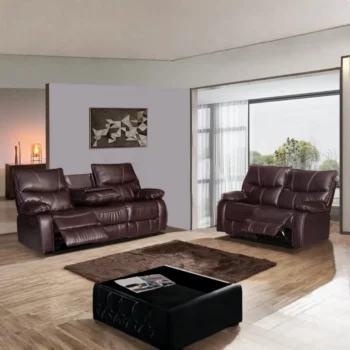 SF-1011 2PC Modern Brown Leather 2PC Set S+L By McFerran | 3