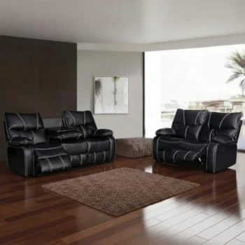 SF-1010 2PC Modern Black Leather 2PC Set S+L By McFerran |