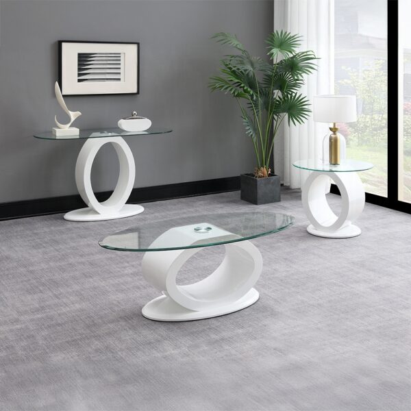 Larry End Table in White High Gloss Finish LV03186 By ACME - Image 3