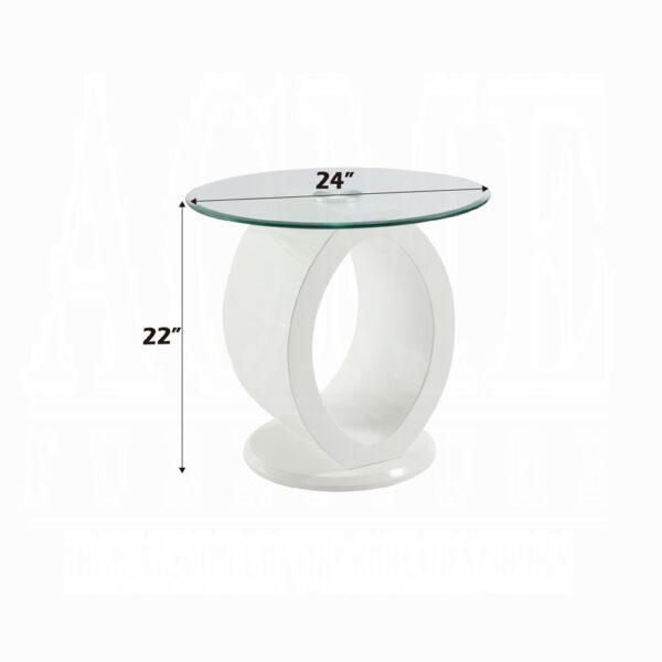 Larry End Table in White High Gloss Finish LV03186 By ACME - Image 2