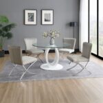 Larry Round Dining Table in White High Gloss Finish DN03175 By ACME - Image 3