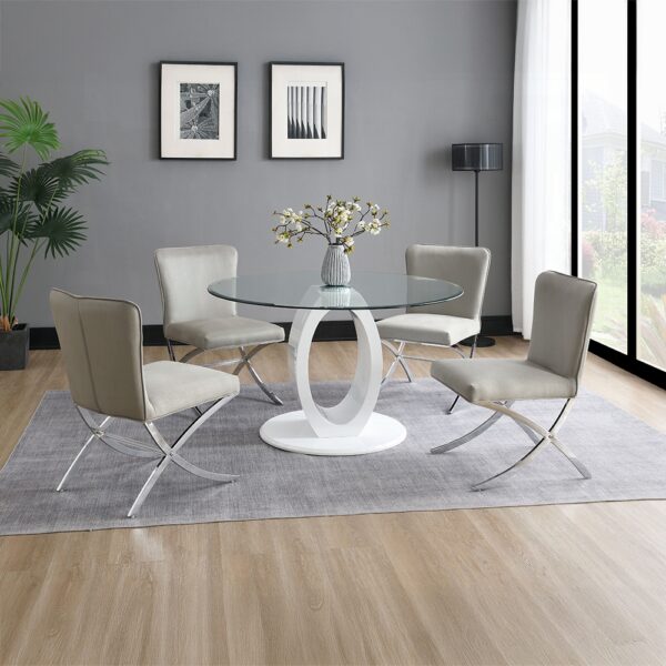 Larry Round Dining Table in White High Gloss Finish DN03175 By ACME - Image 3