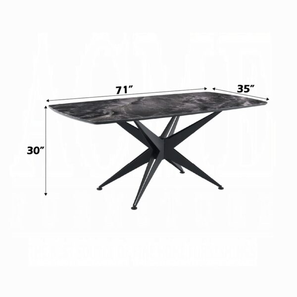 Klaus Black Dining Table with Crystal Tempered Glass Top DN03045 By ACME - Image 3