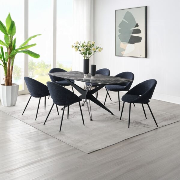 Klaus Black Dining Table with Crystal Tempered Glass Top DN03045 By ACME - Image 5