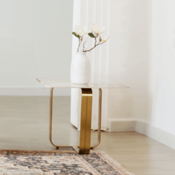 white And Gold End Table HD-3156